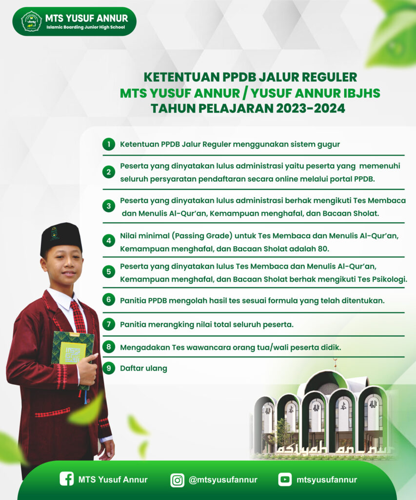 Dibuka! PPDB Jalur Reguler MTs Yusuf Annur Tahun Pelajaran 2023-2024 ...